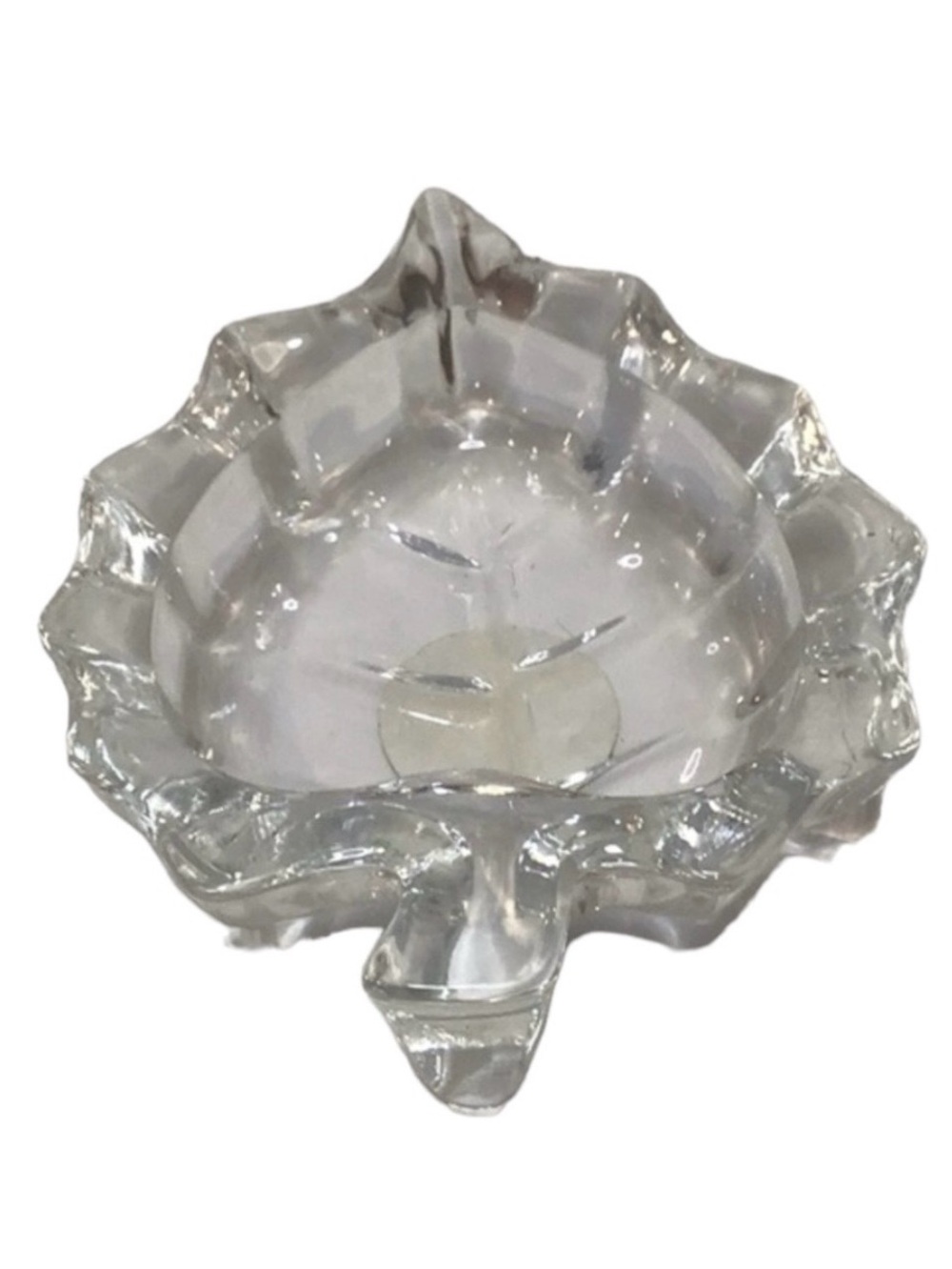💚 FREE with any purchase ⭐️ Lead Crystal 24% Italian Design Clear Leaf Dish